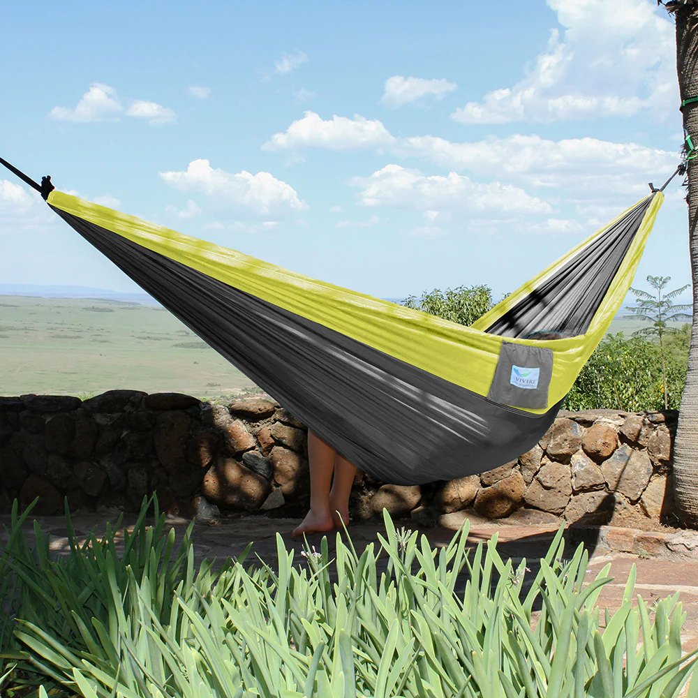 Parachute Camping Hammock - Gray & Yellow - Image 2