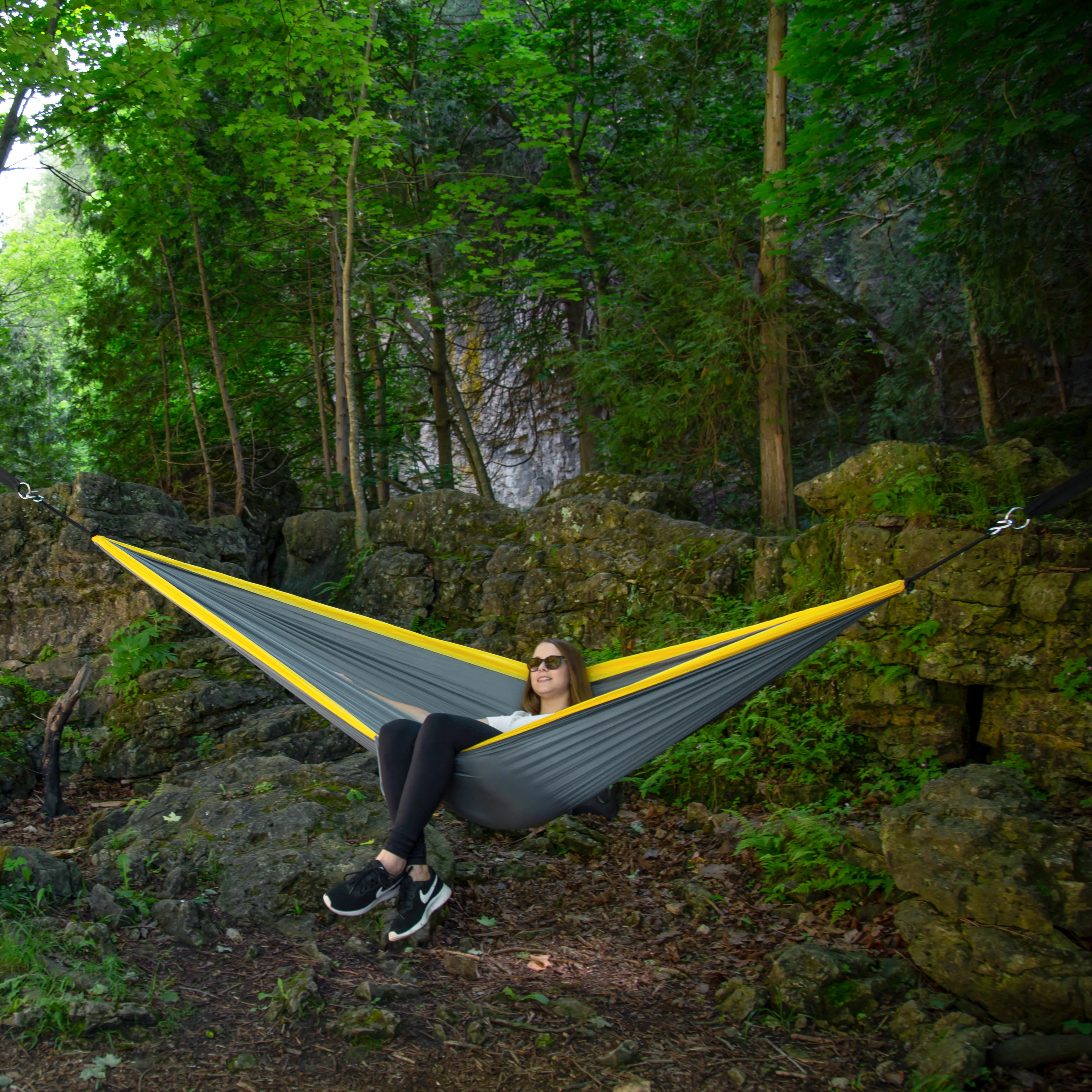 Parachute Camping Hammock - Gray & Yellow - Image 4