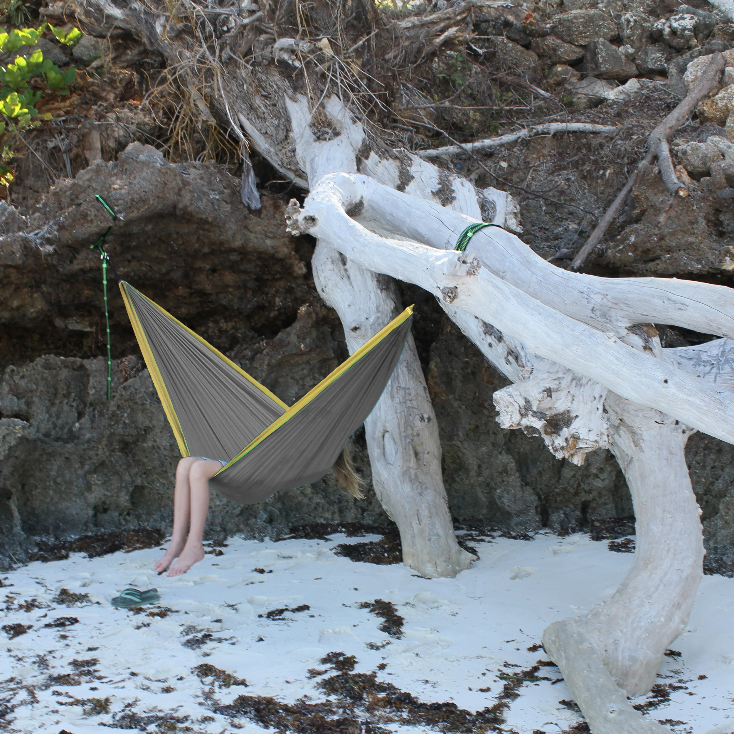 Parachute Camping Hammock - Gray & Yellow - Image 5