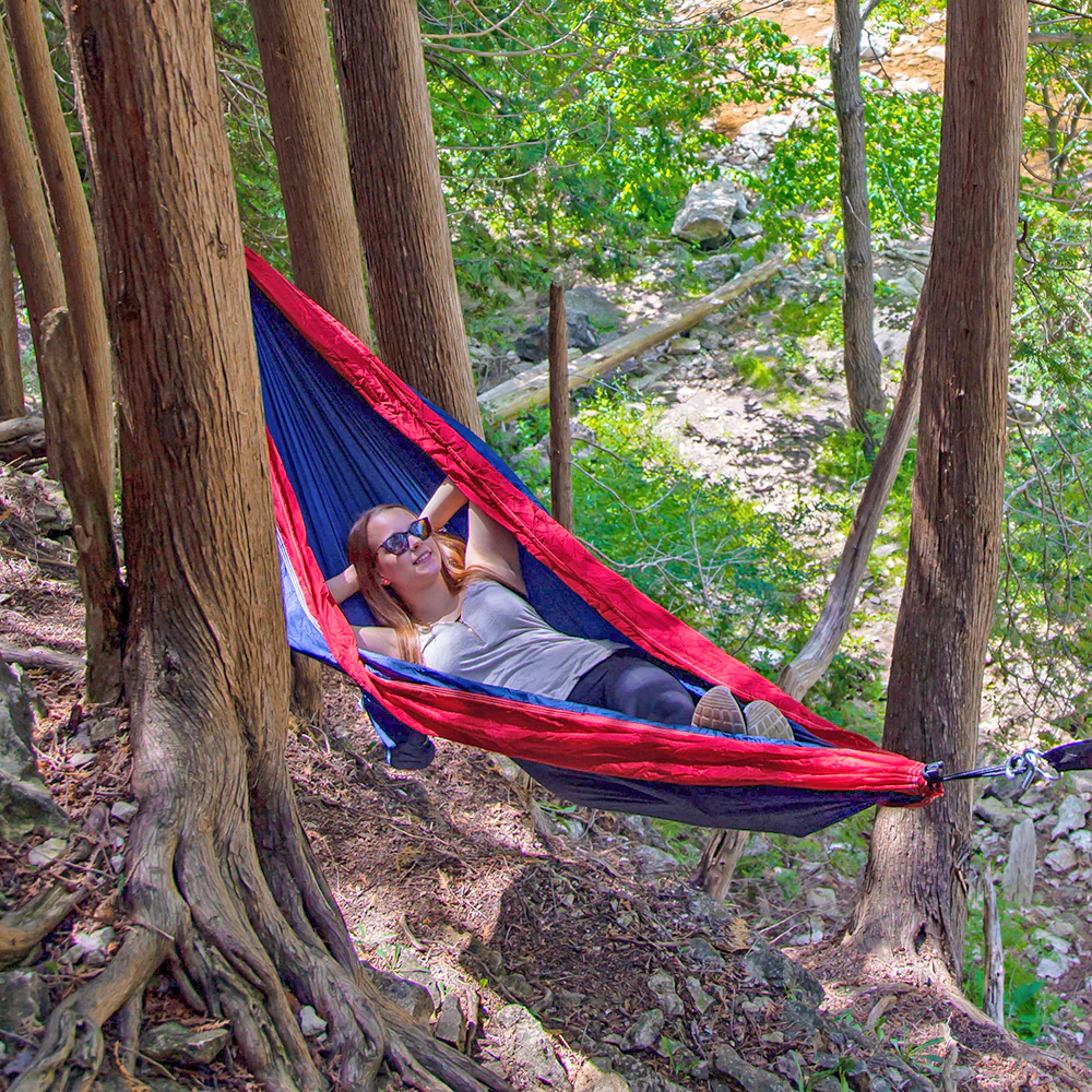 Parachute Camping Hammock - Navy & Red - Image 5