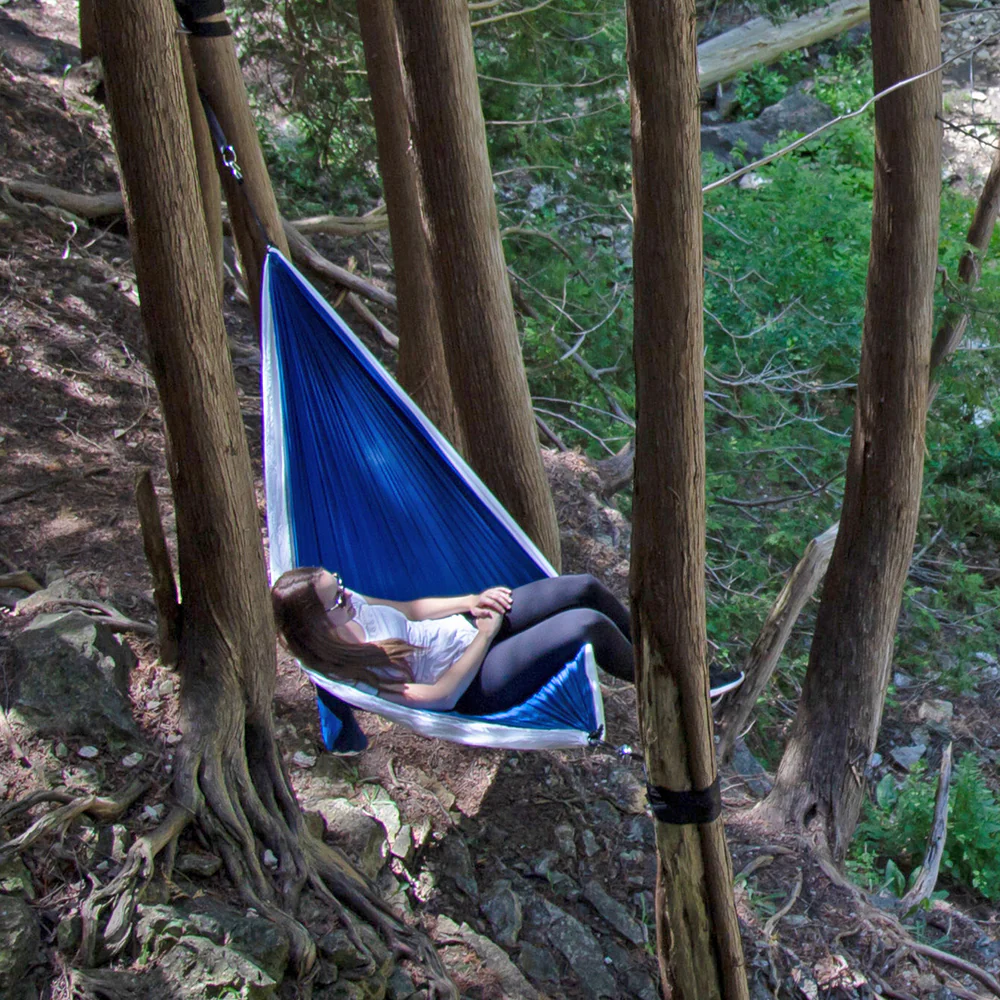Parachute Camping Hammock - Navy & White - Image 2