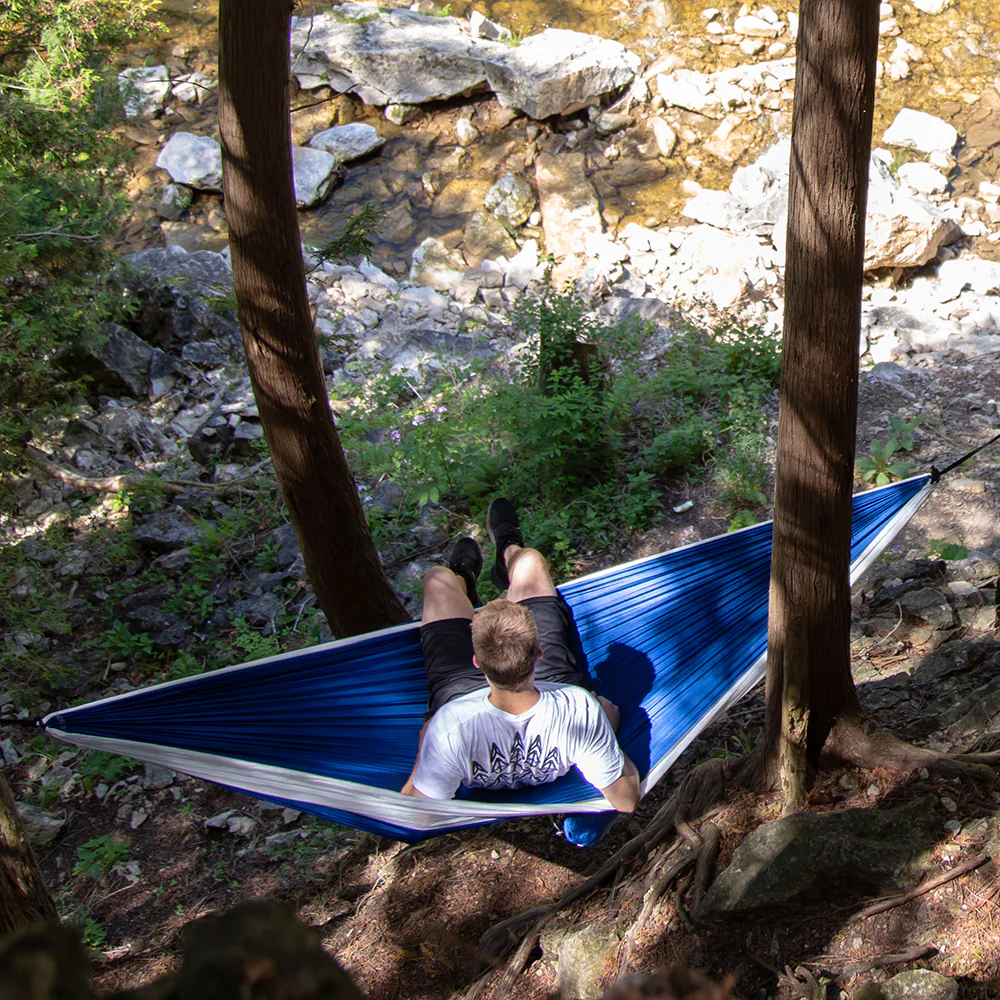 Parachute Camping Hammock - Navy & White - Image 3