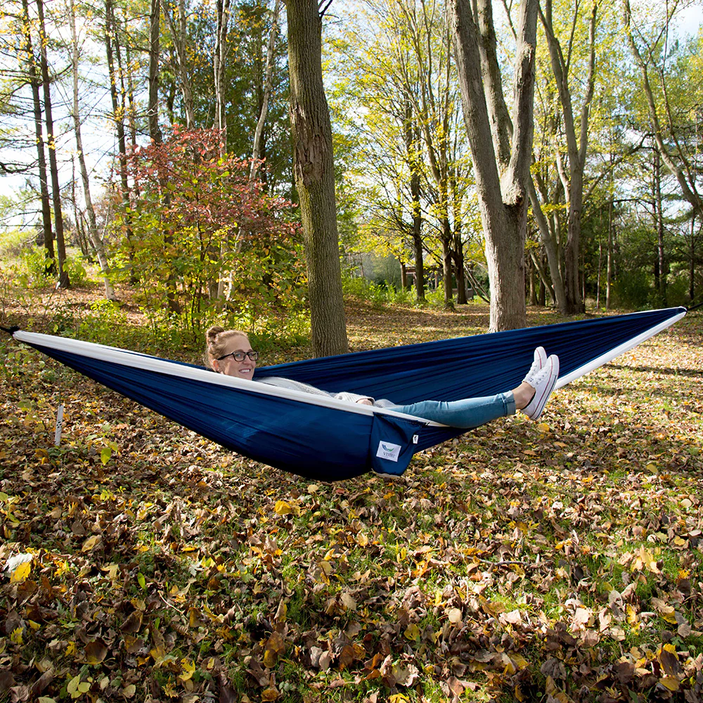 Parachute Camping Hammock - Navy & White - Image 4