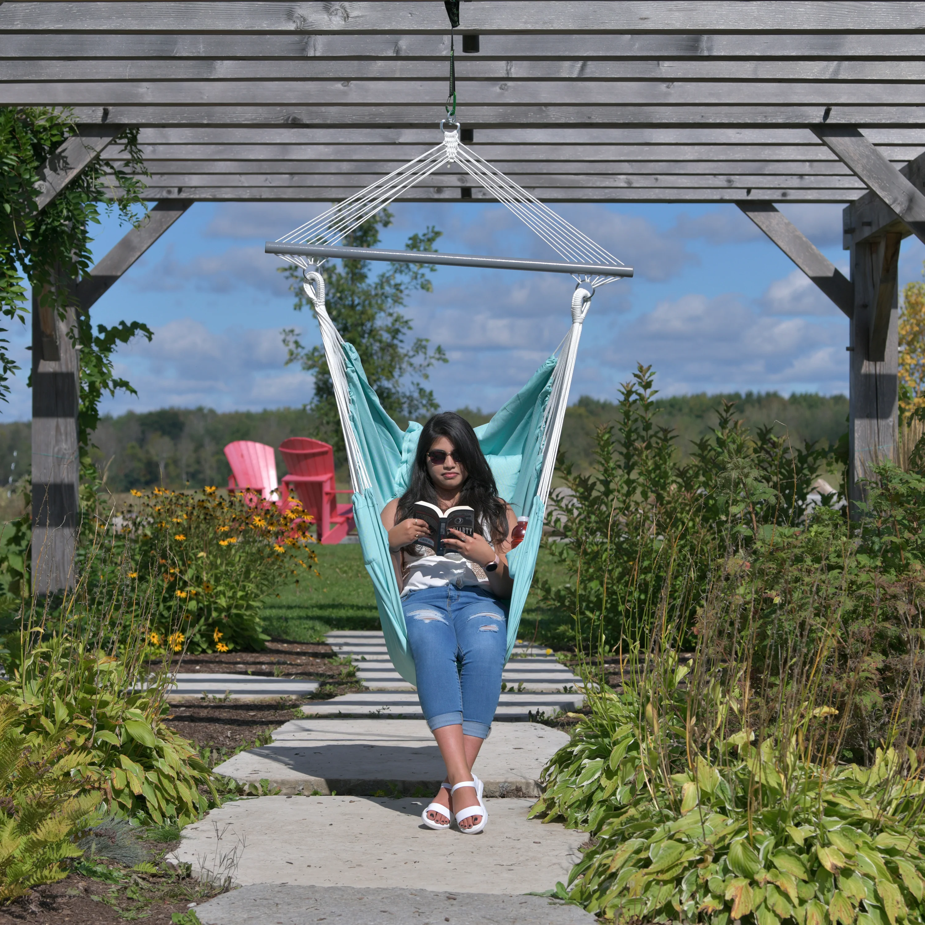 Polyester Hammock Chair - Aqua - Image 2