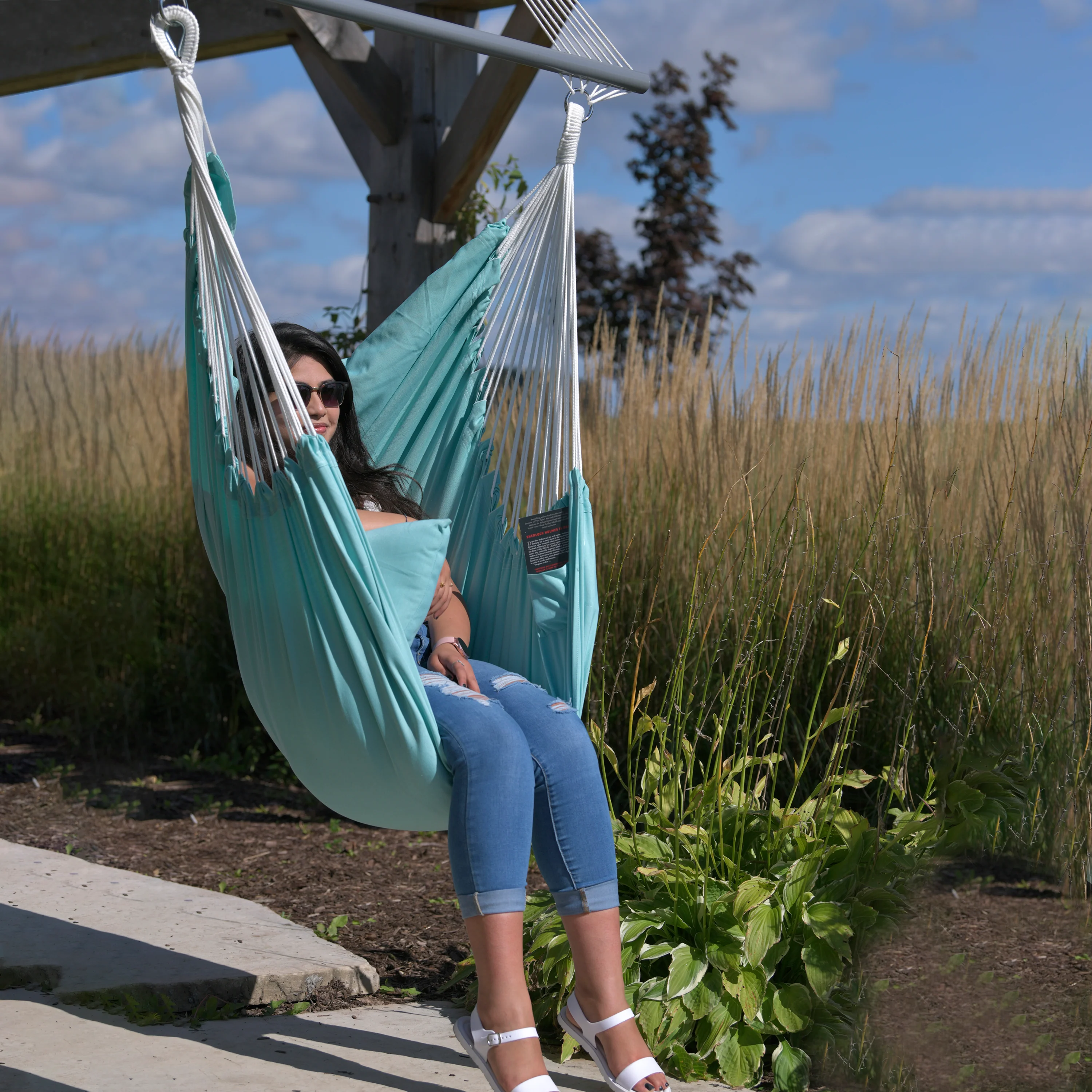 Polyester Hammock Chair - Aqua - Image 4
