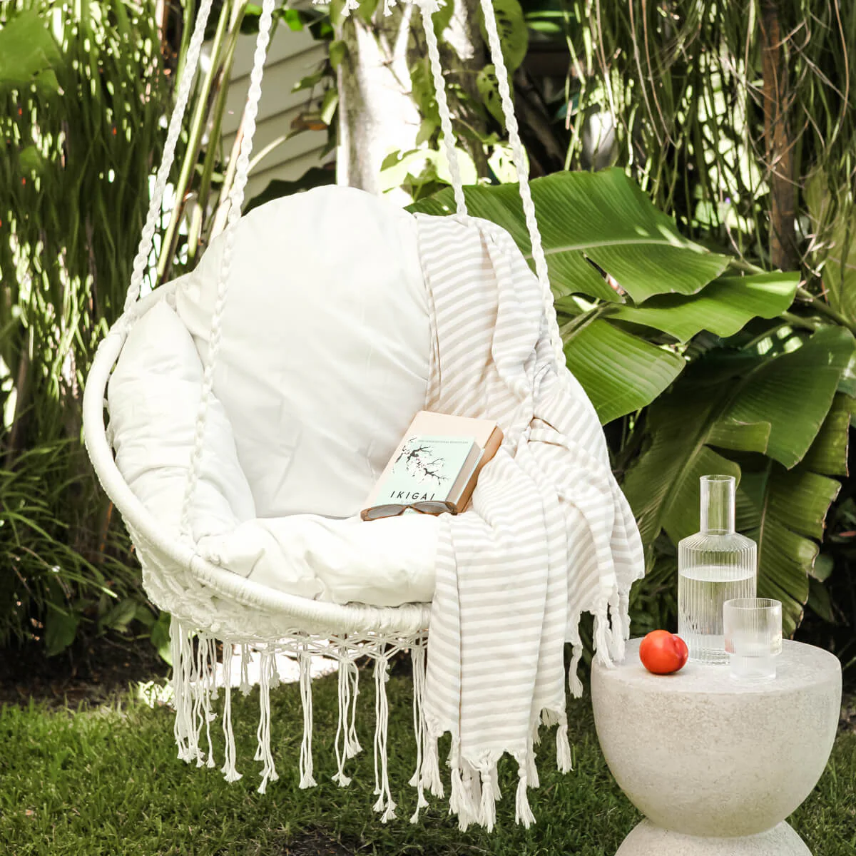 Deluxe Macrame Chair With Fringe - White - Image 3