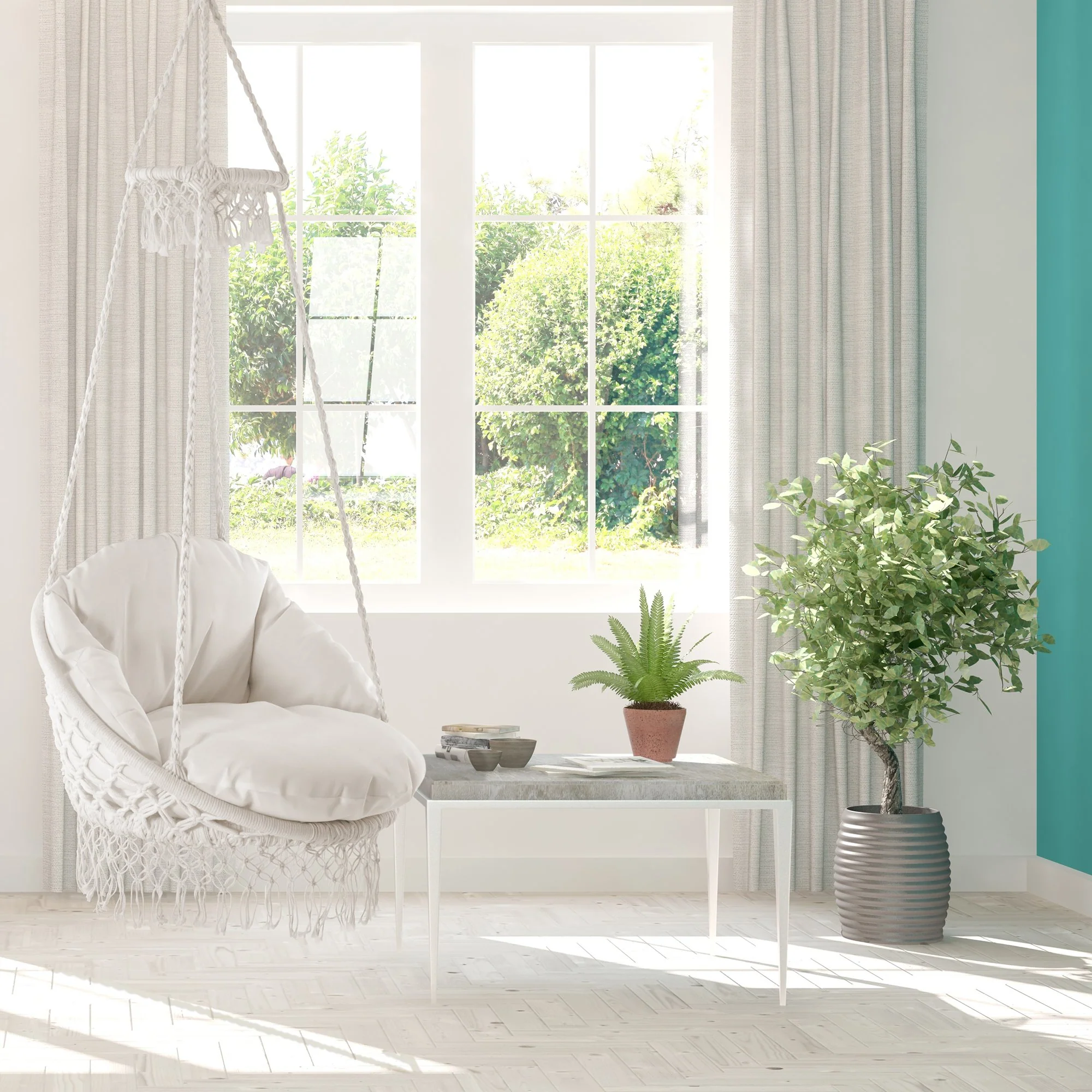 Deluxe Macrame Chair With Fringe - White - Image 4