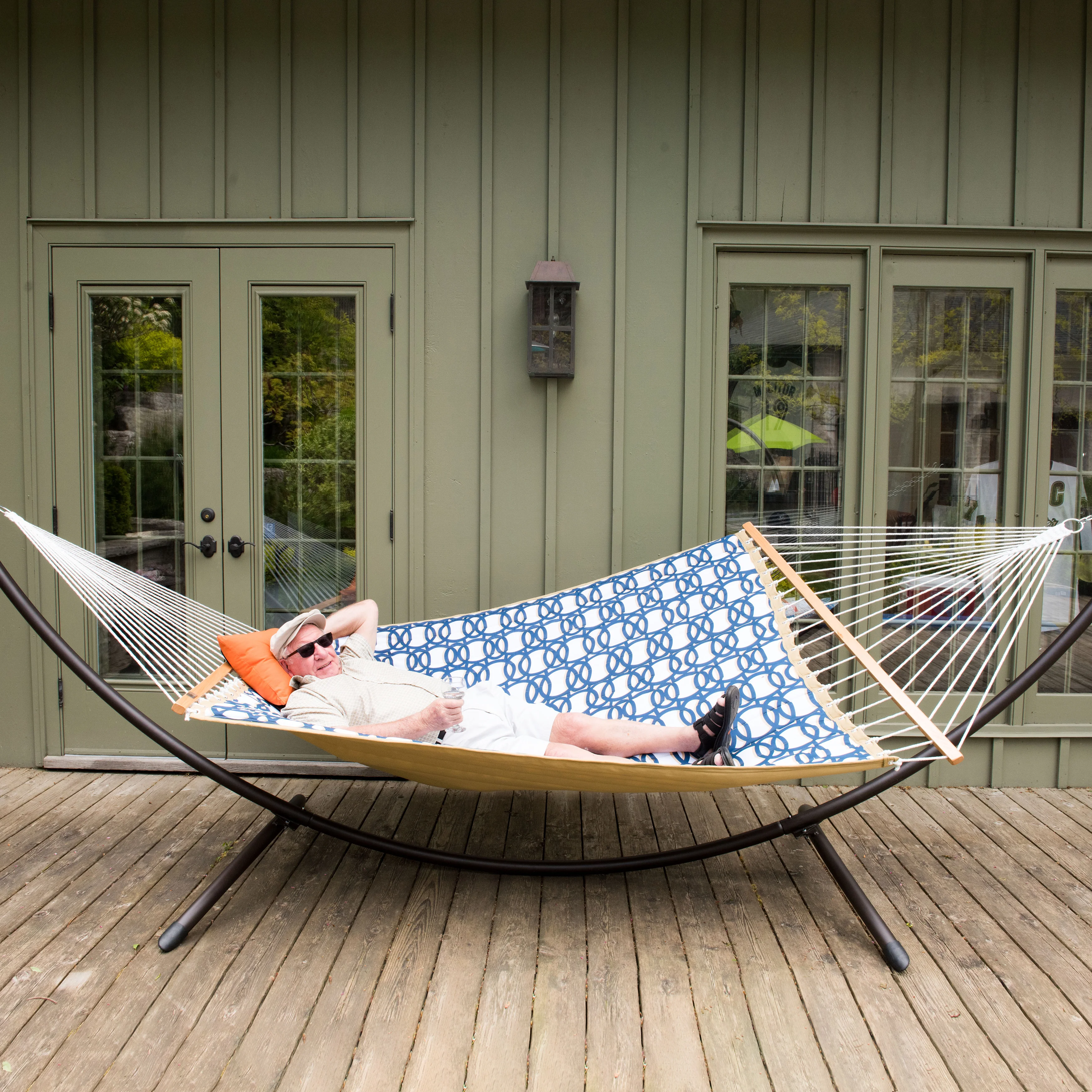 Quilted Fabric Spreader Bar Hammock - Nautical - Image 2