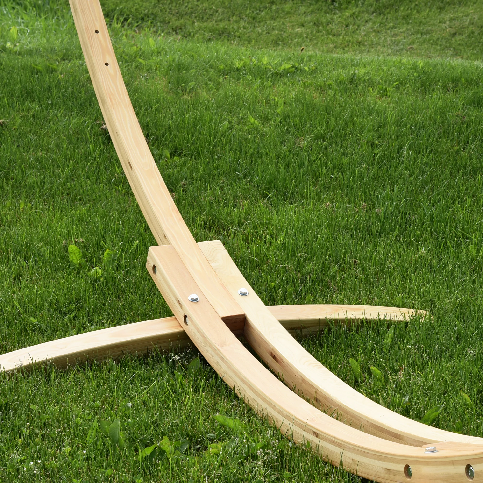 Solid Pine Arc Hammock Stand (10ft/305 cm) - Natural - Image 5