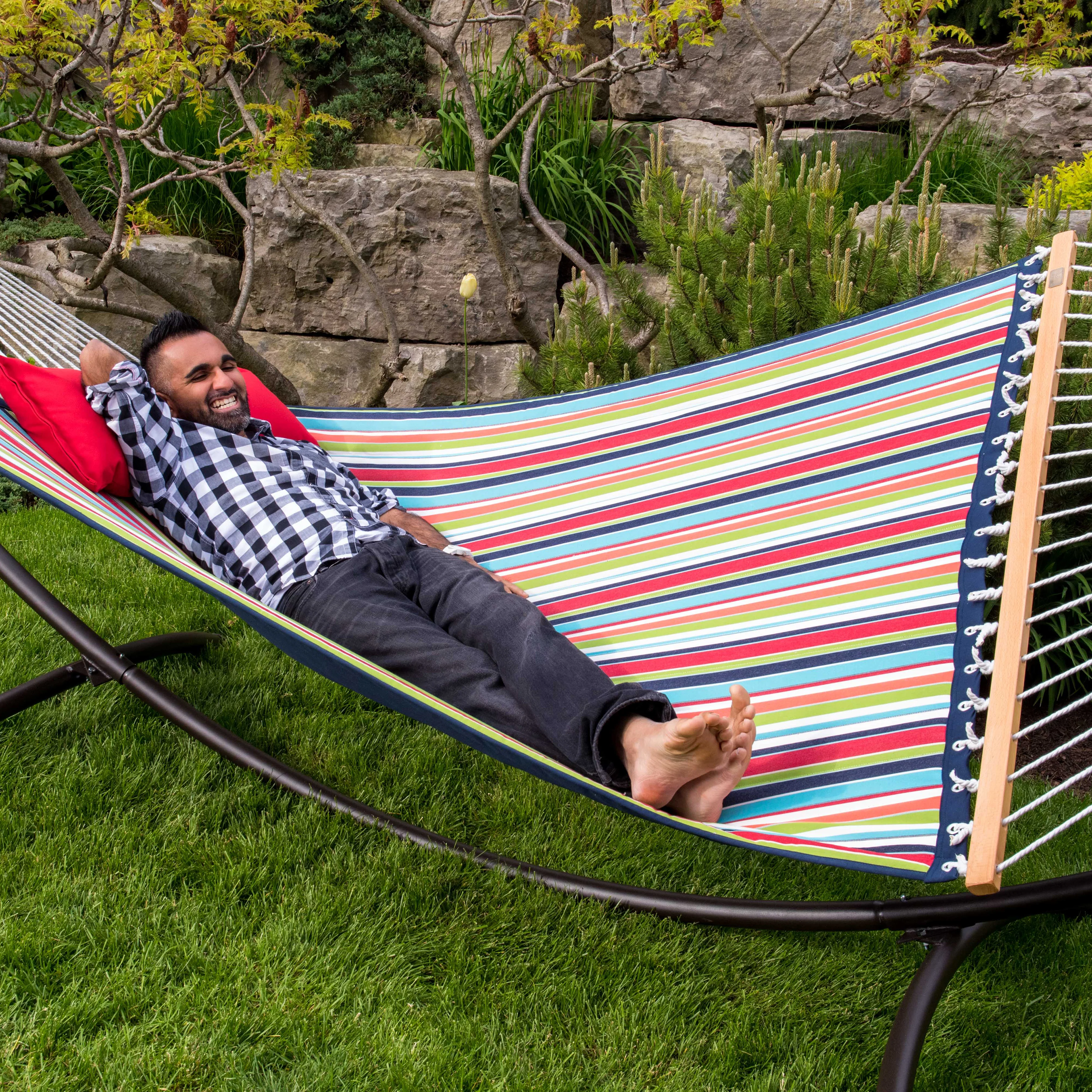Sunbrella® Quilted Spreader Bar Hammock - Carousel Confetti - Image 3