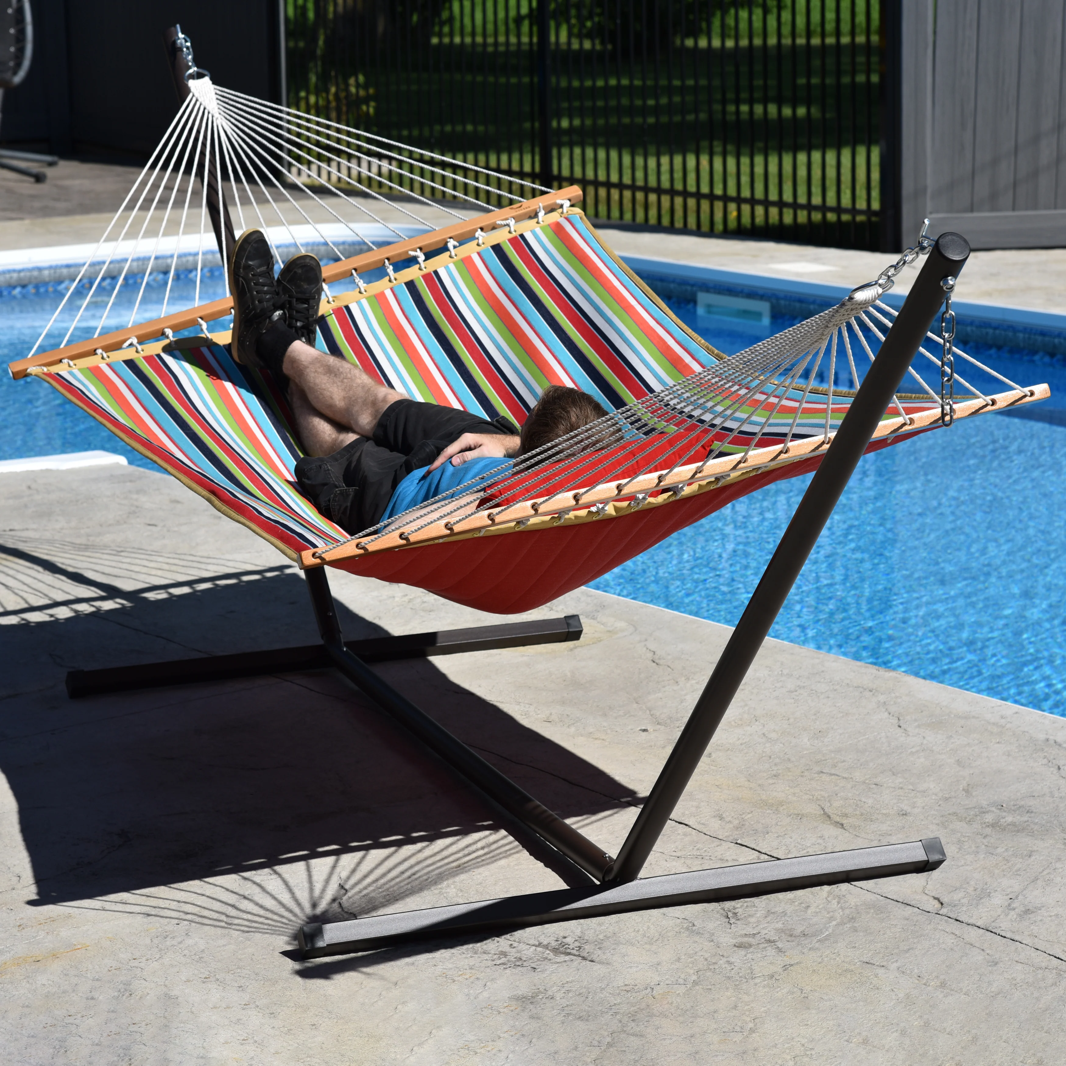 Sunbrella® Quilted Spreader Bar Hammock - Carousel Confetti - Image 5