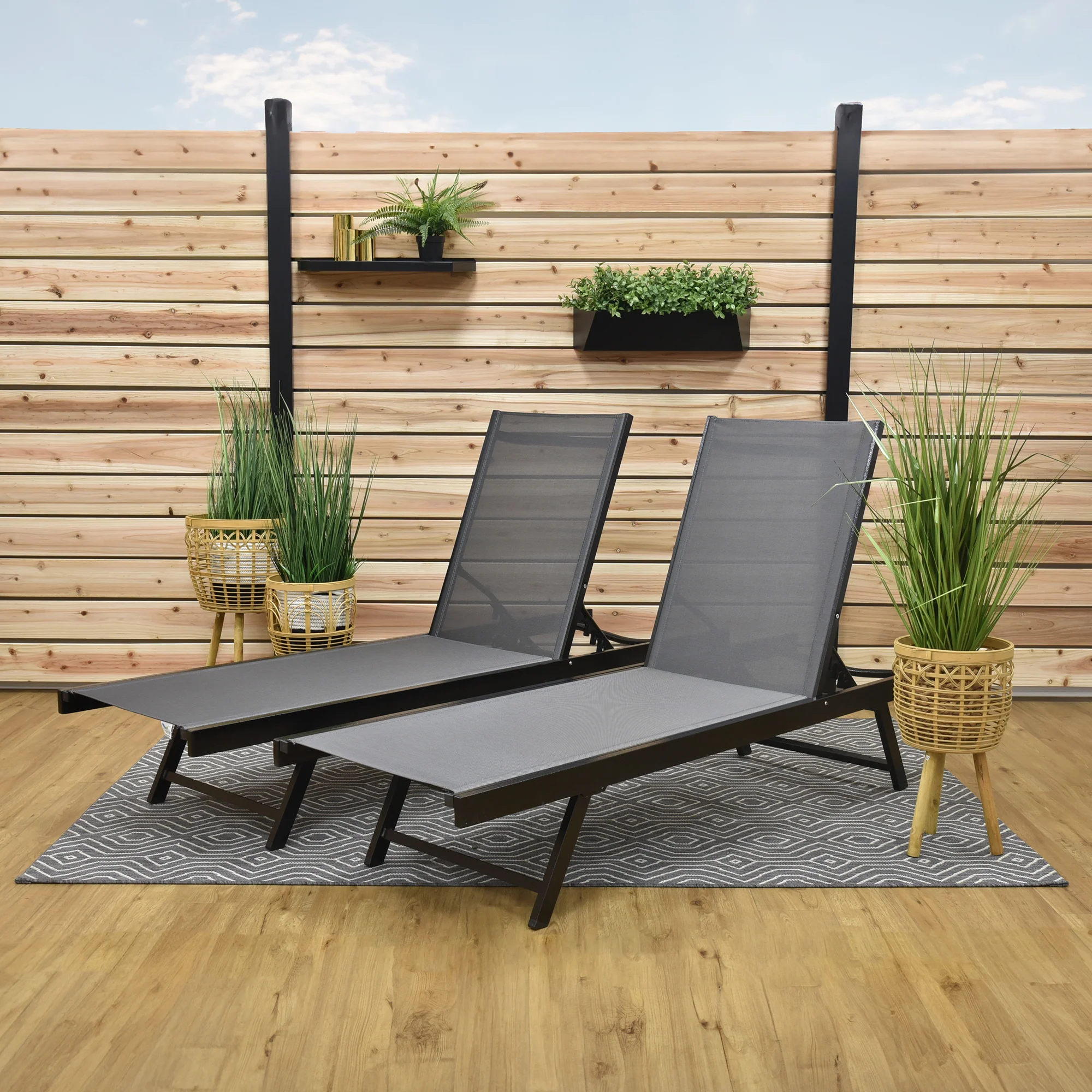 Urban Phifer® & Aluminum Lounger Set (2pc) - Black Chrome - Image 3
