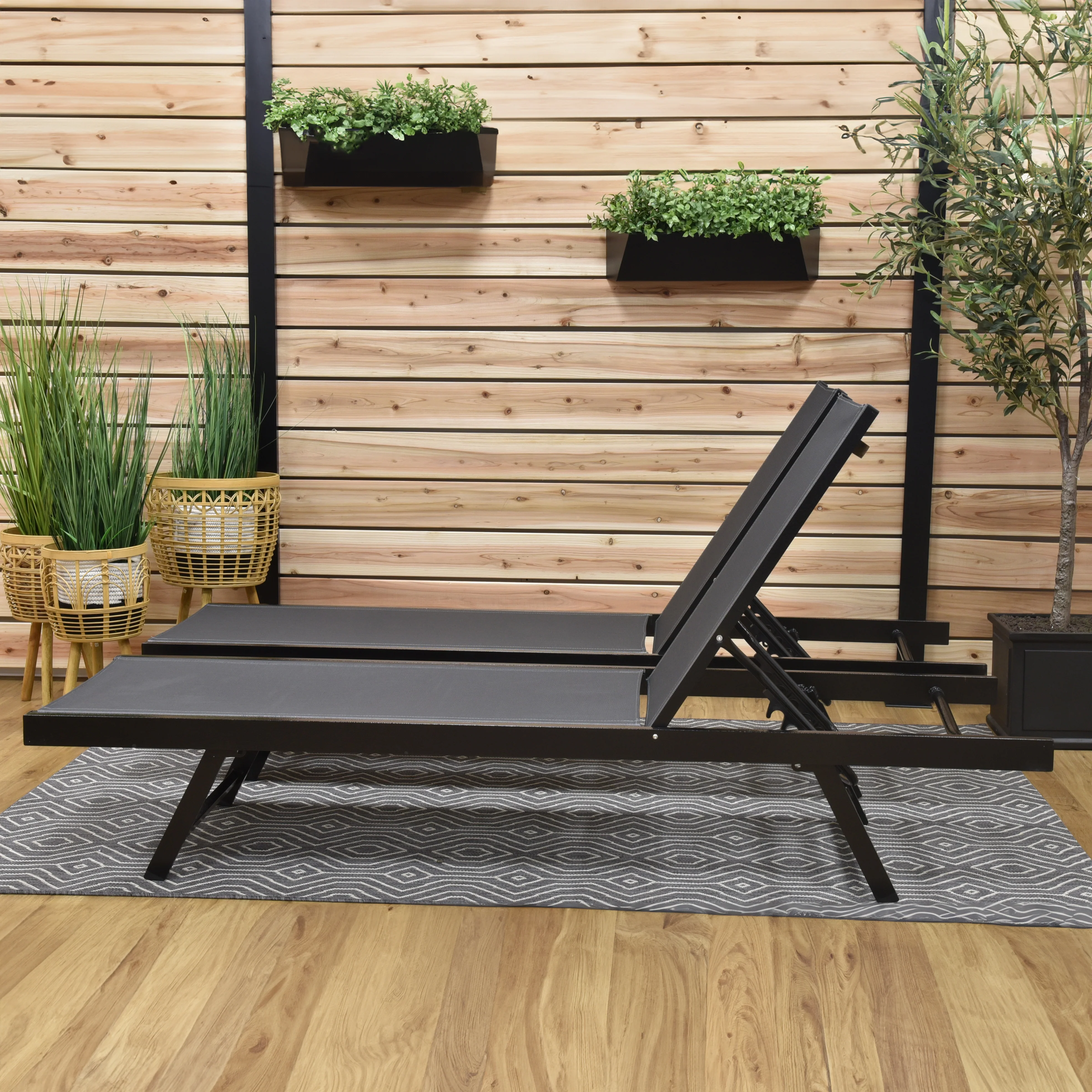 Urban Phifer® & Aluminum Lounger Set (2pc) - Black Chrome - Image 4