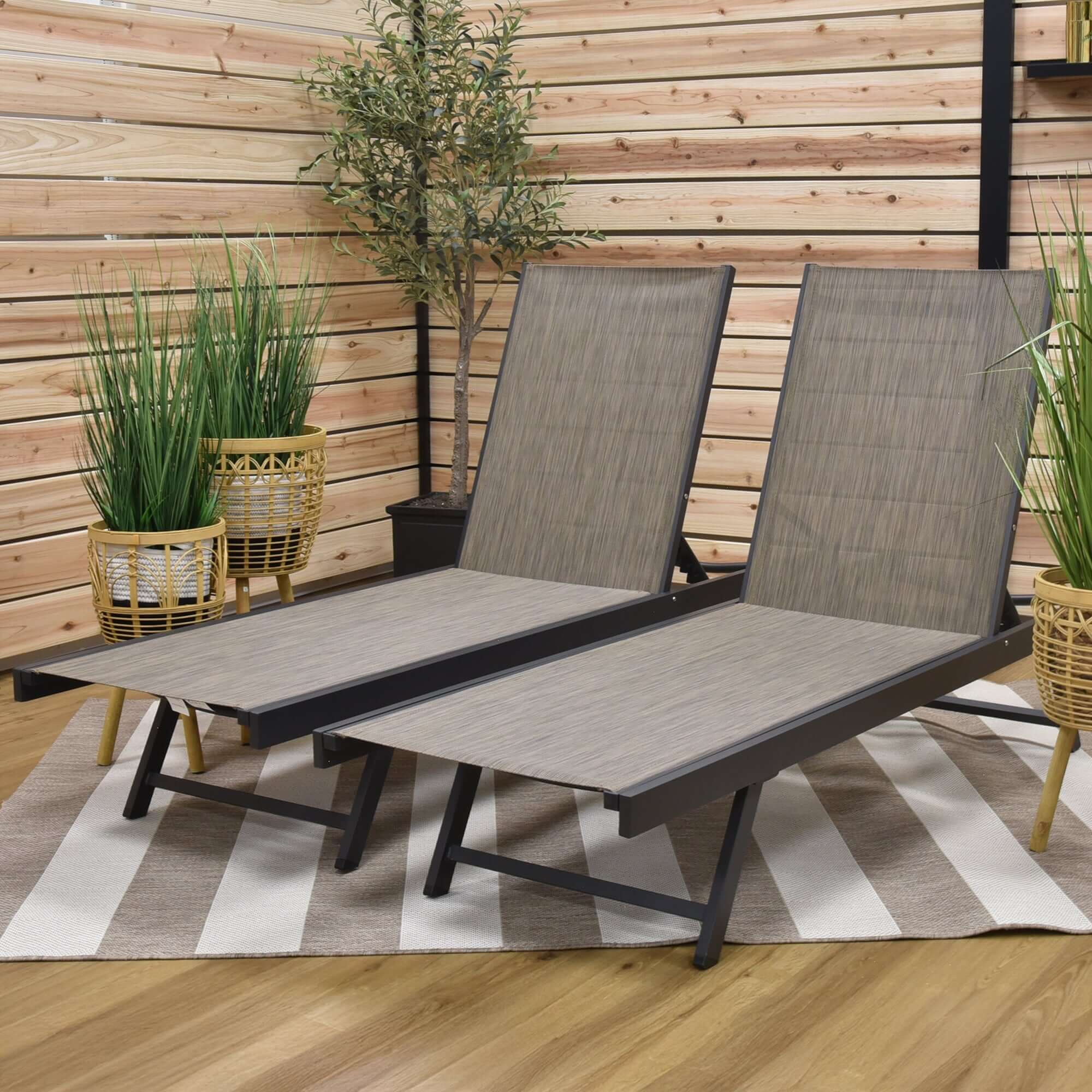 Urban Phifer® & Aluminum Lounger Set (2pc) - Granite - Image 2