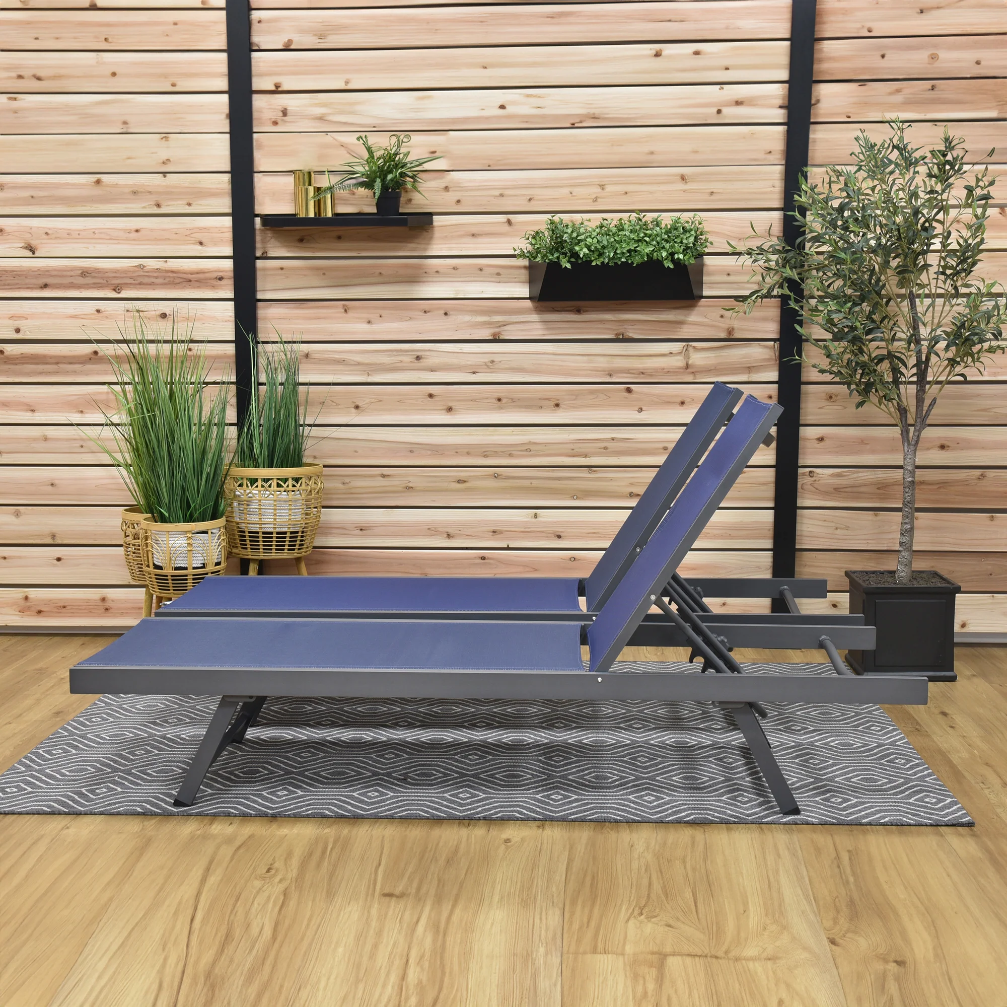 Urban Phifer® & Aluminum Lounger Set (2pc) - Navy Steel - Image 4