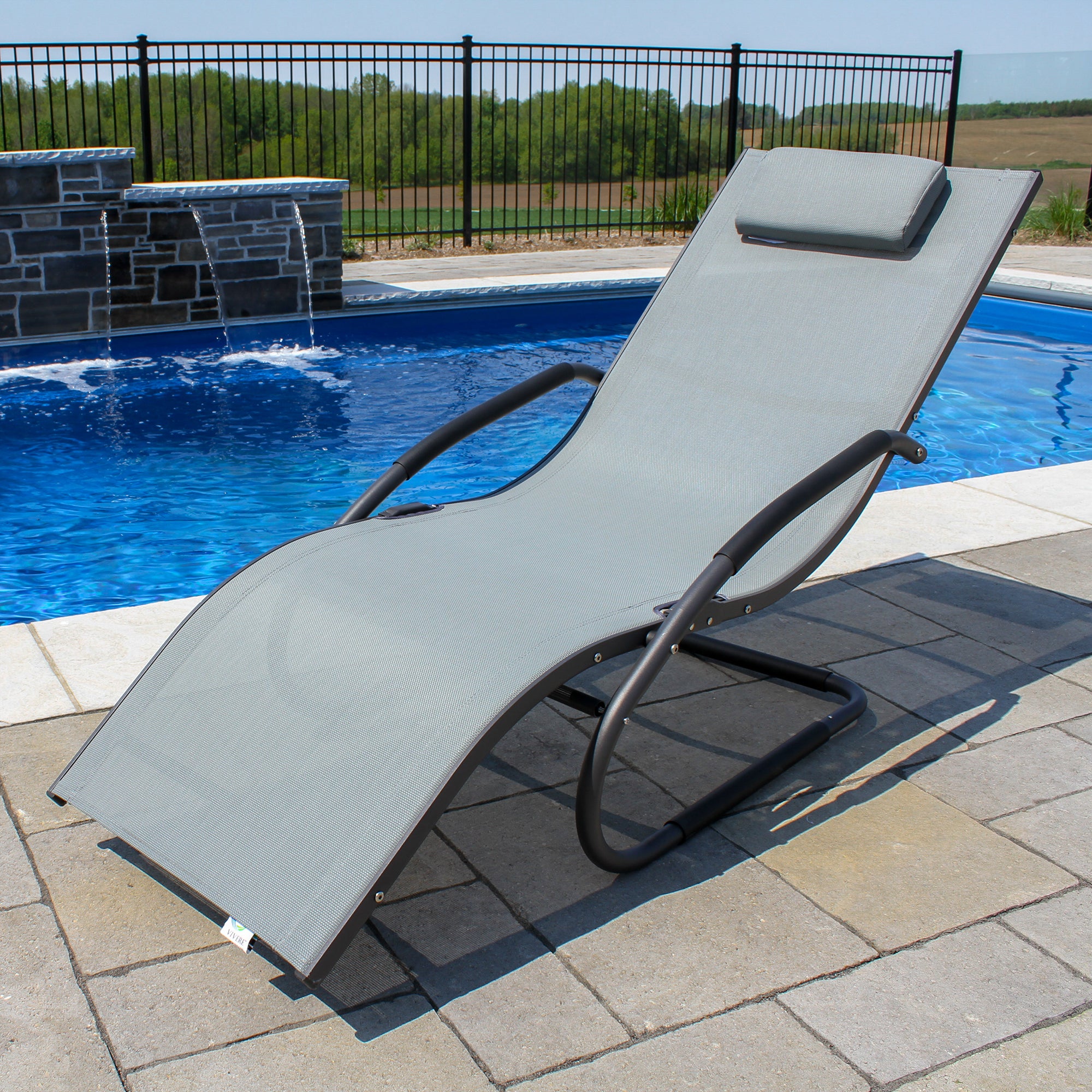 Wave Aluminum Lounger - Gray on Matte Black - Image 3